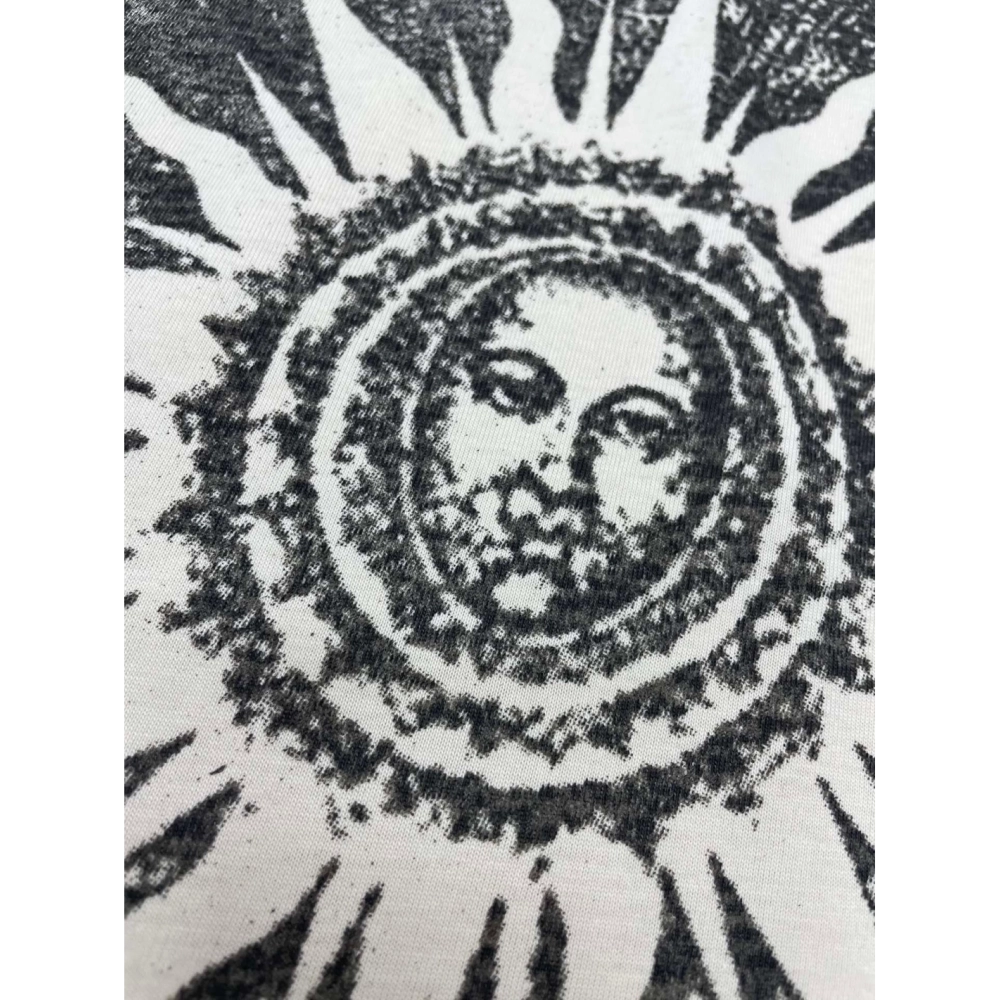 Amiri New print sun head apricot short-sleeved wide logo letter rear sun portrait printT-shirt,Amiri T Shirt,Tshirt,APPAREL