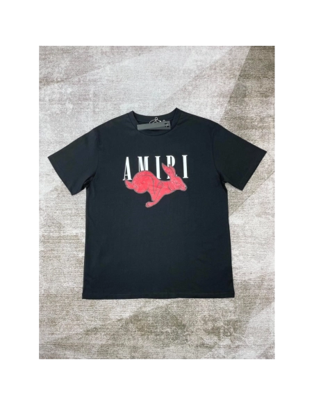 Amiri New print red rabbit short-sleeved wide logo red cashew flower rabbit printt T-shirt,Amiri T Shirt,Tshirt,APPAREL