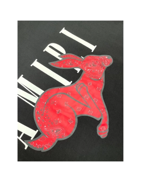 Amiri New print red rabbit short-sleeved wide logo red cashew flower rabbit printt T-shirt,Amiri T Shirt,Tshirt,APPAREL