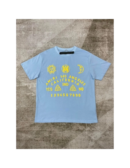 Amiri New print yellow foam short-sleeved wide golden yellow foam letter printt T-shirt,Amiri T Shirt,Tshirt,APPAREL