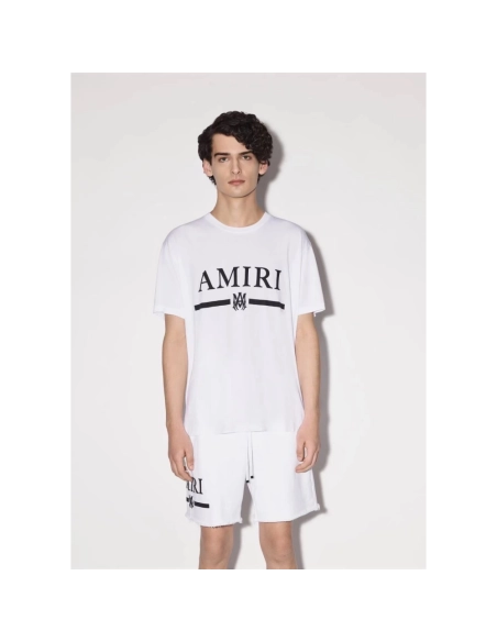 Amiri New short-sleeved AM letter logo print T-shirt,Amiri T Shirt,Tshirt,APPAREL