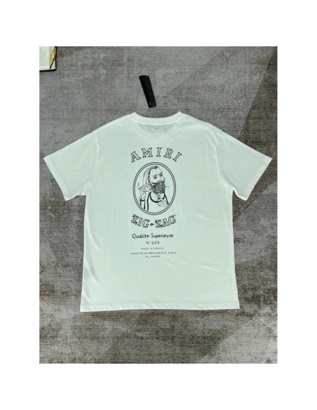 Amiri New short-sleeved joint ZIG joint print T-shirt,Amiri T Shirt,Tshirt,APPAREL