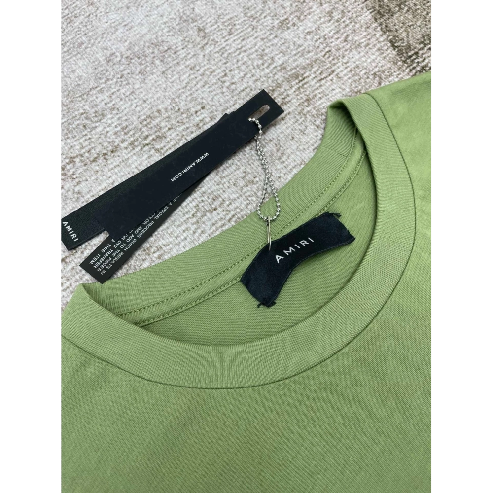 Amiri New short-sleeved New wash water mark tag T-shirt,Amiri T Shirt,Tshirt,APPAREL