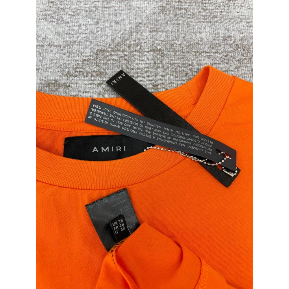 Amiri New short-sleeved New wash water mark tag T-shirt,Amiri T Shirt,Tshirt,APPAREL