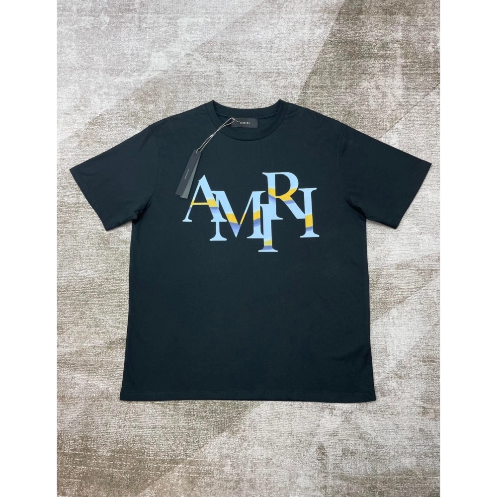 Amiri New short-sleeved New wash water mark tag T-shirt,Amiri T Shirt,Tshirt,APPAREL