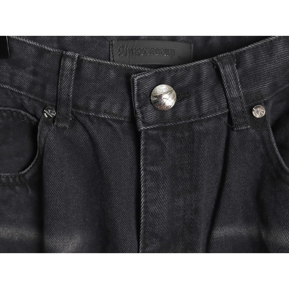 Amexnocap leather label lightning bolt denim trousers,Amexnocap