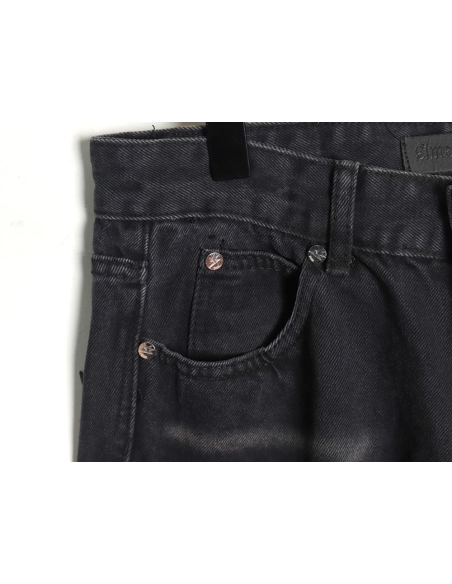 Amexnocap leather label lightning bolt denim trousers,Amexnocap