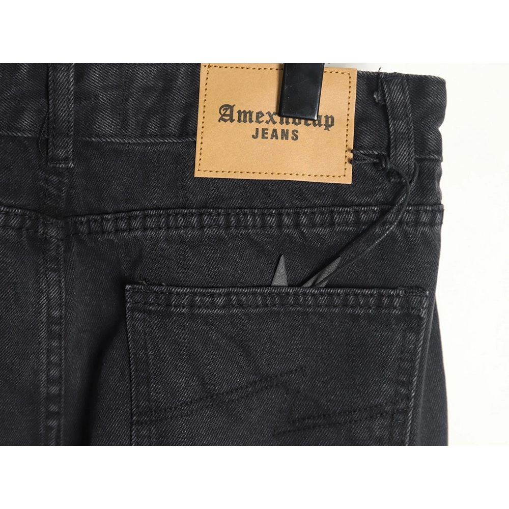 Amexnocap leather label lightning bolt denim trousers,Amexnocap