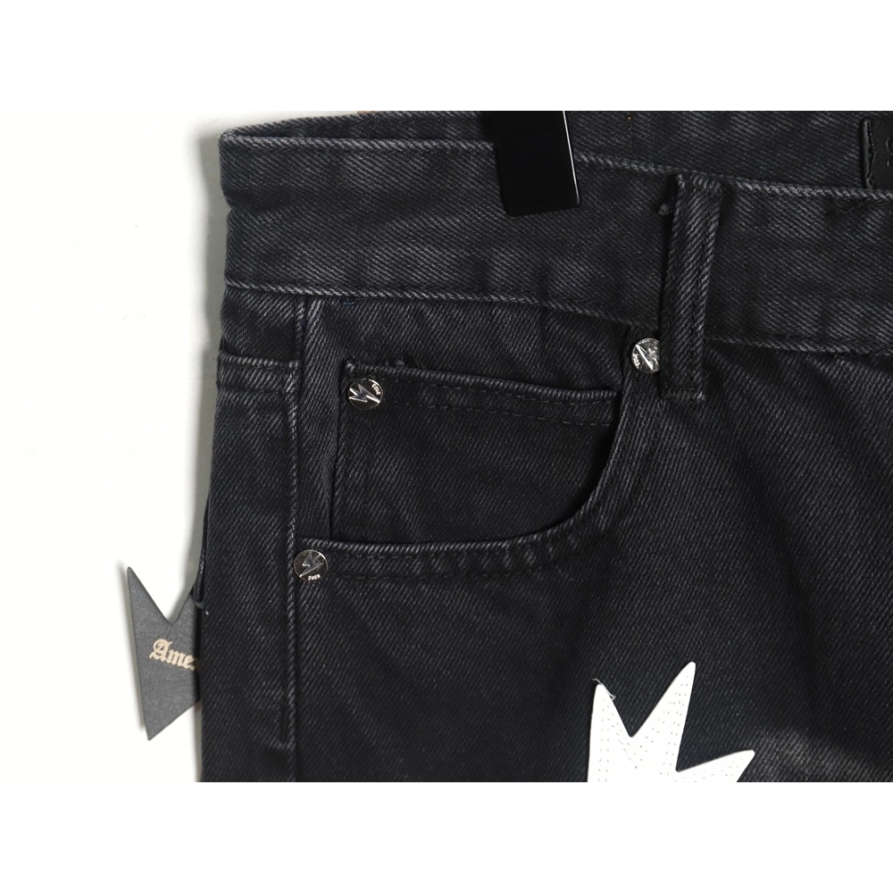 Amexnocap leather label lightning bolt denim trousers TSK2,Amexnocap