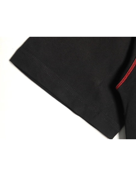 Stone Island black and red badge embroidered short-sleeved T-shirt,Stone Island
