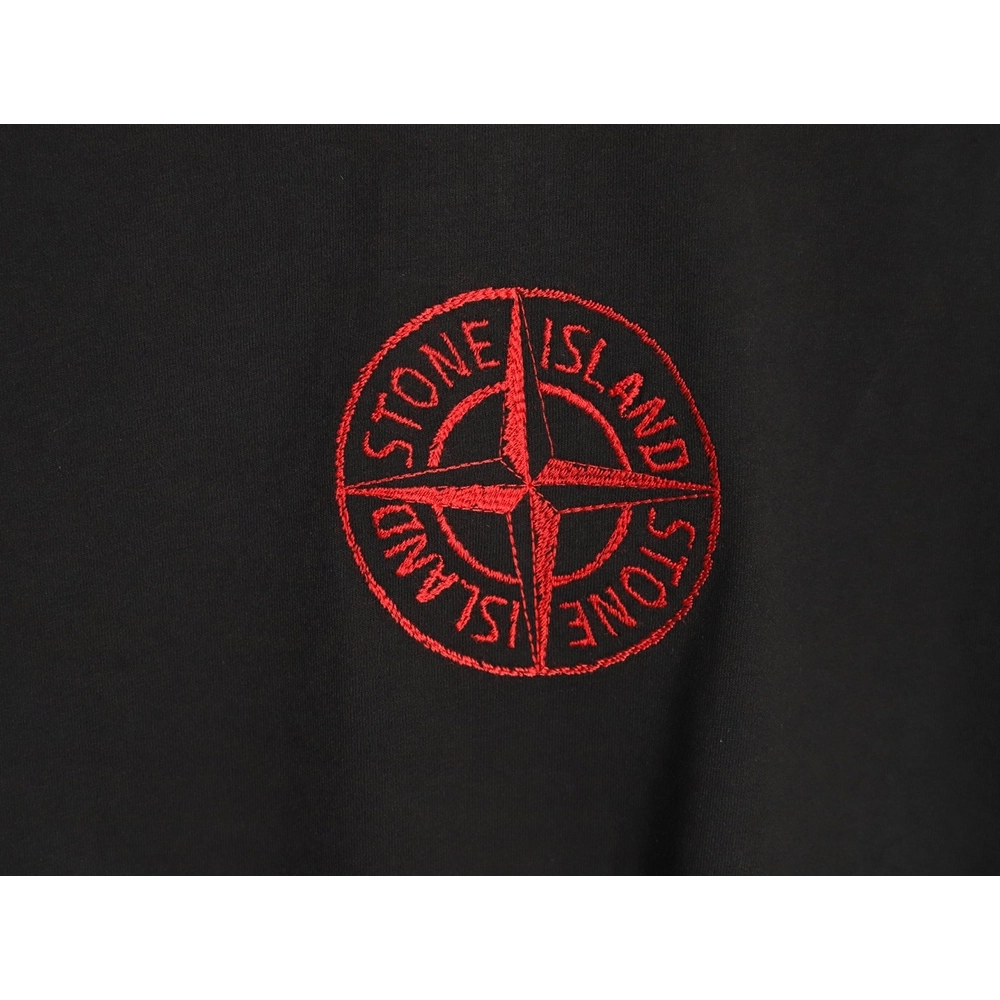 Stone Island black and red badge embroidered short-sleeved T-shirt,Stone Island