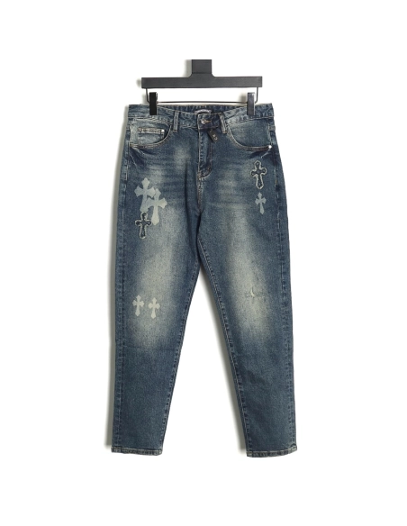 Chrome Heart Classic Cross Denim Pants,Chrome Hearts