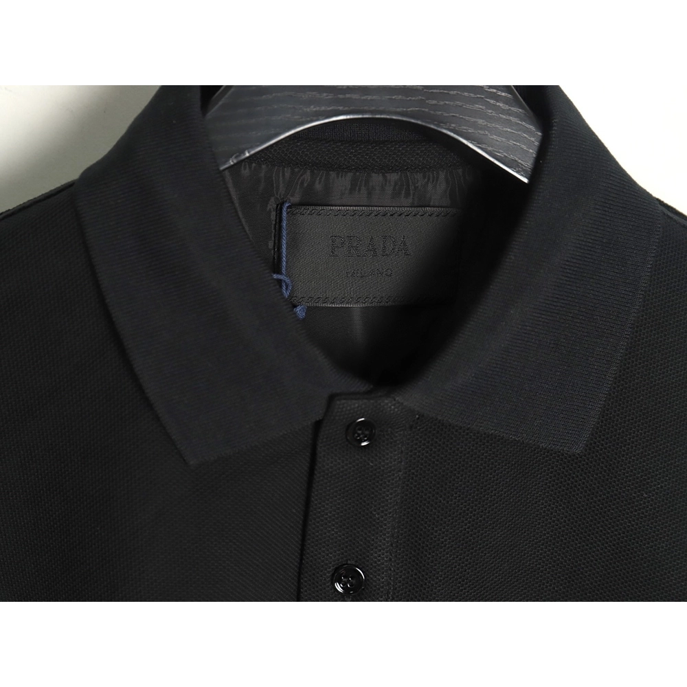 Prada patchwork triangle logo short-sleeved polo shirt,Prada