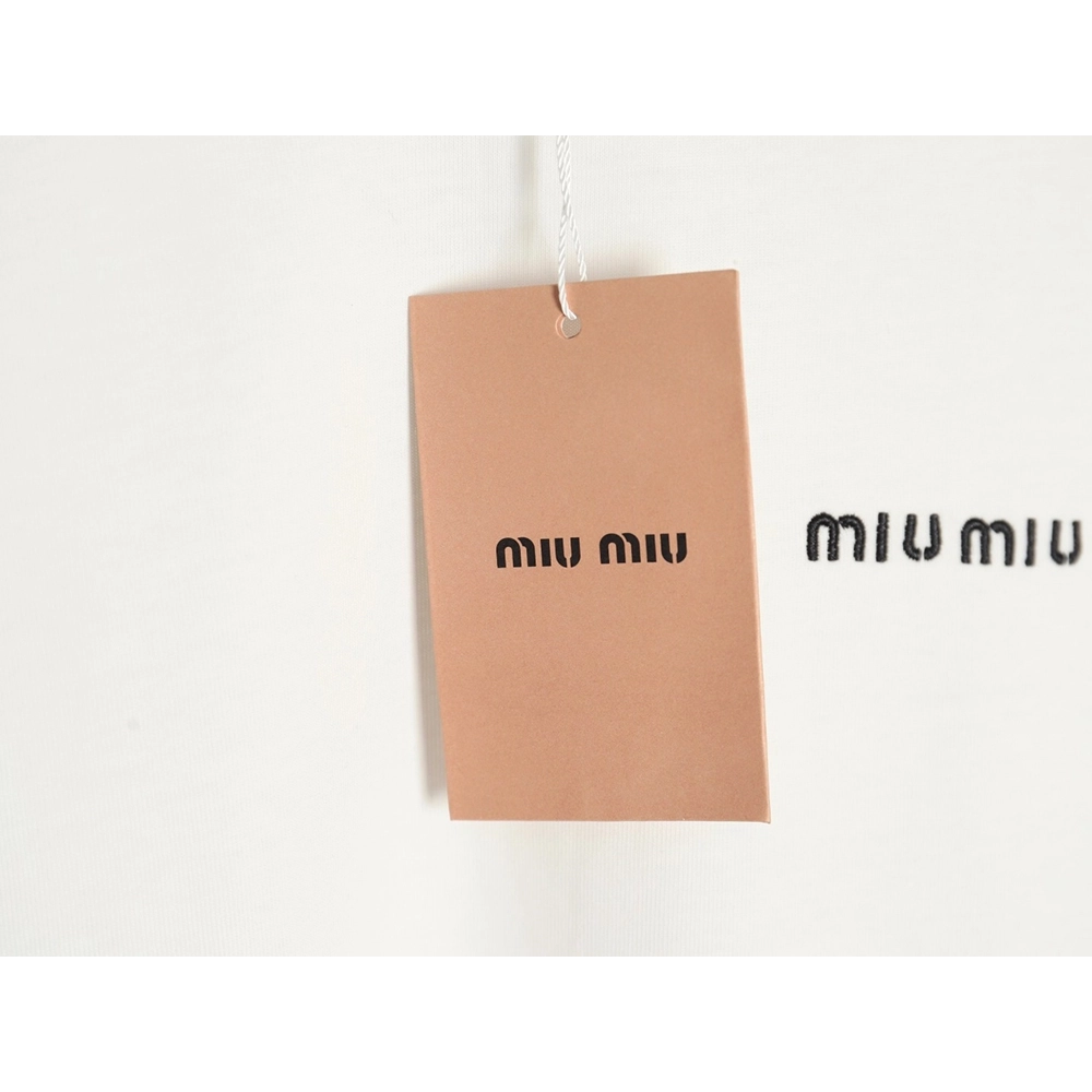 Miu Miu Classic Embroidered Logo Lettering T-Shirt,Miu Miu