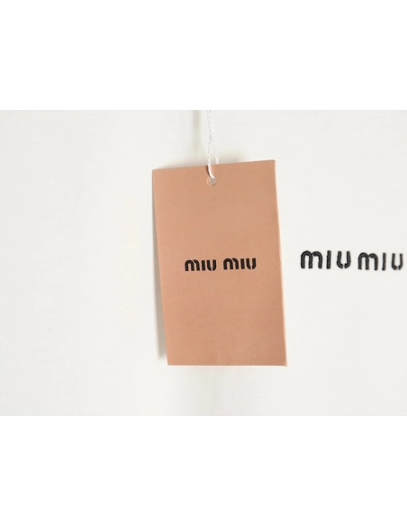 Miu Miu Classic Embroidered Logo Lettering T-Shirt,Miu Miu