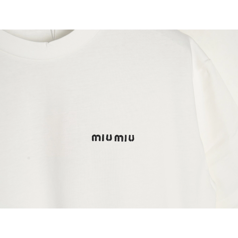 Miu Miu Classic Embroidered Logo Lettering T-Shirt,Miu Miu