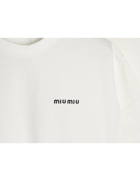 Miu Miu Classic Embroidered Logo Lettering T-Shirt,Miu Miu