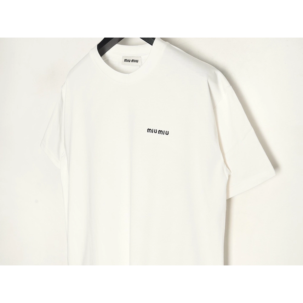 Miu Miu Classic Embroidered Logo Lettering T-Shirt,Miu Miu