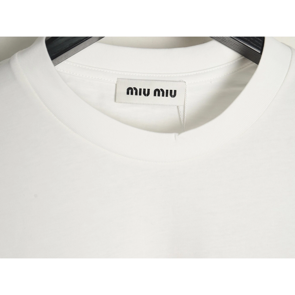 Miu Miu Classic Embroidered Logo Lettering T-Shirt,Miu Miu