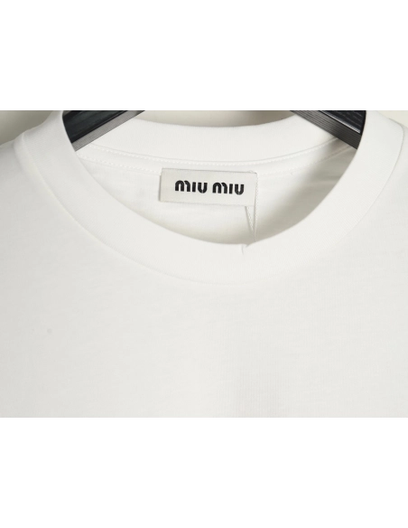 Miu Miu Classic Embroidered Logo Lettering T-Shirt,Miu Miu