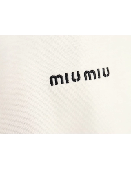 Miu Miu Classic Embroidered Logo Lettering T-Shirt,Miu Miu