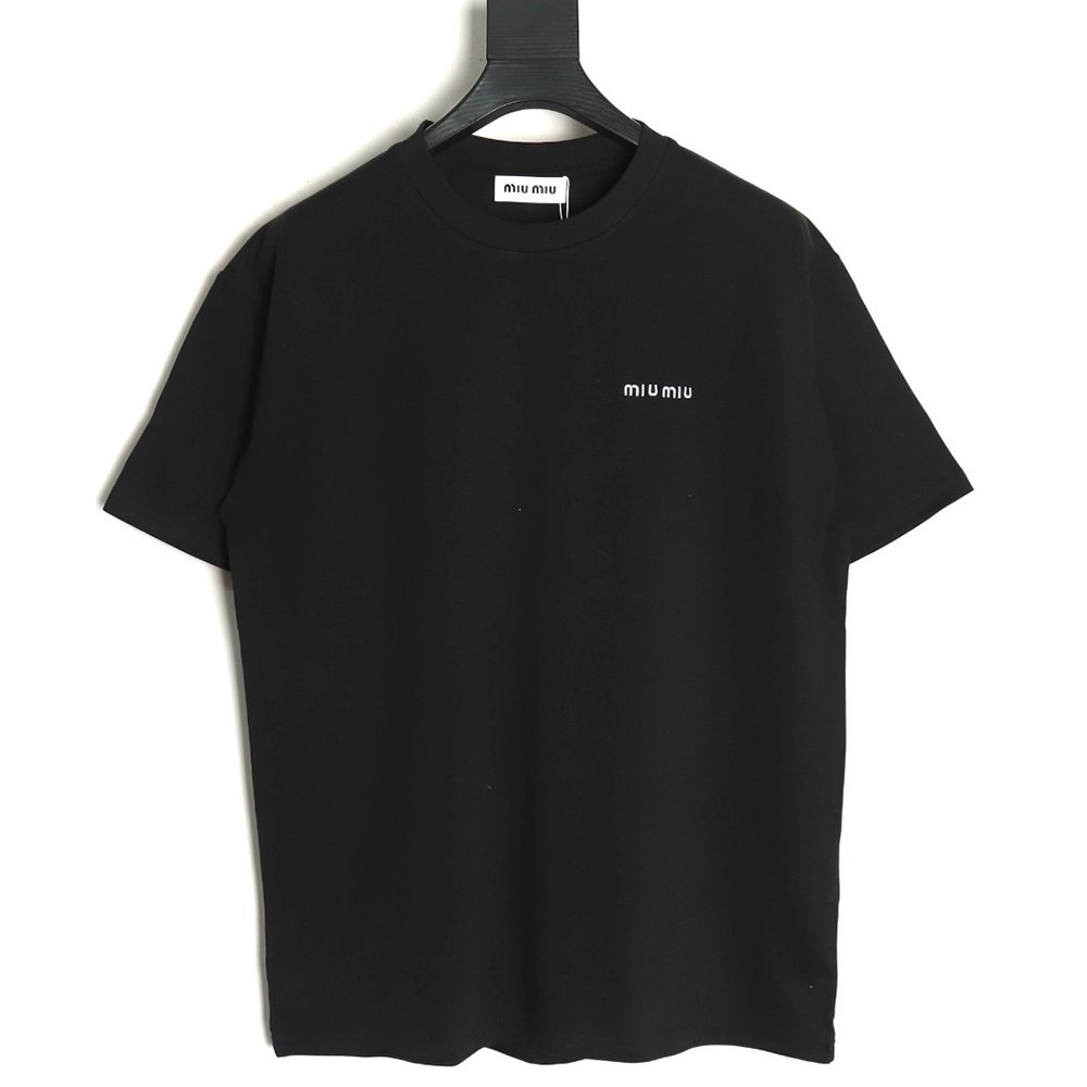 Miu Miu Classic Embroidered Logo Lettering T-Shirt TSK1,Miu Miu