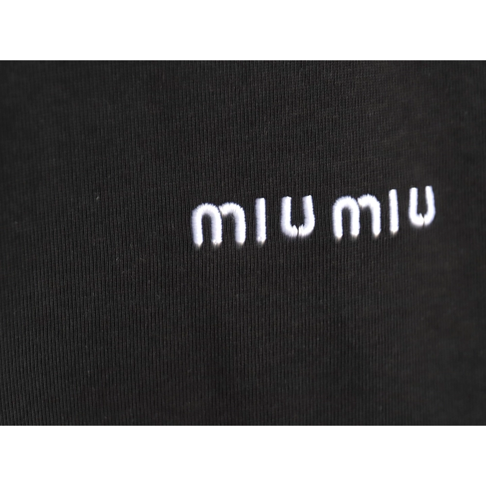 Miu Miu Classic Embroidered Logo Lettering T-Shirt TSK1,Miu Miu