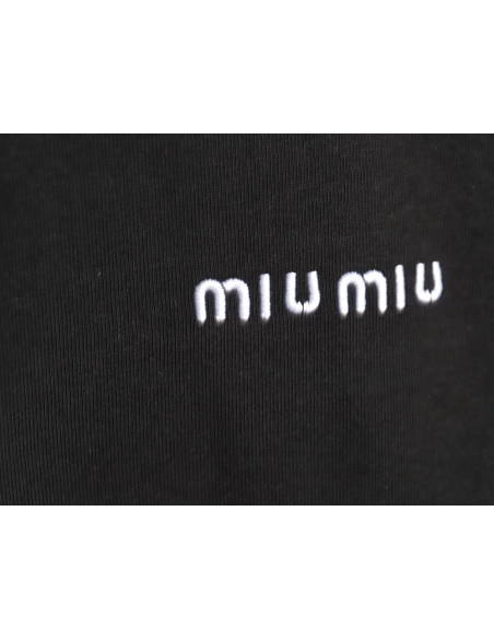 Miu Miu Classic Embroidered Logo Lettering T-Shirt TSK1,Miu Miu