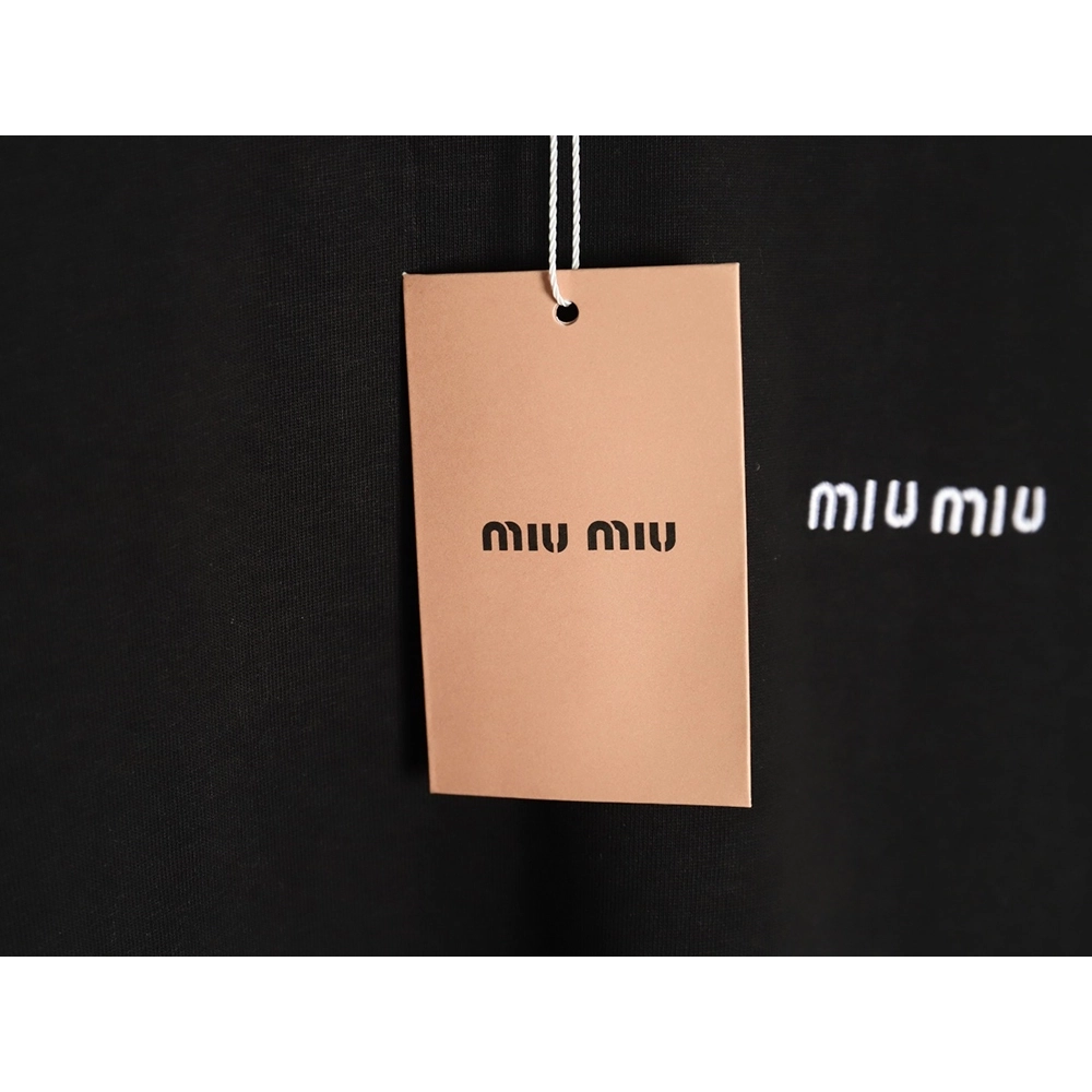 Miu Miu Classic Embroidered Logo Lettering T-Shirt TSK1,Miu Miu