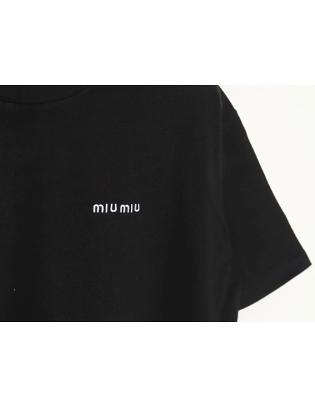 Miu Miu Classic Embroidered Logo Lettering T-Shirt TSK1,Miu Miu