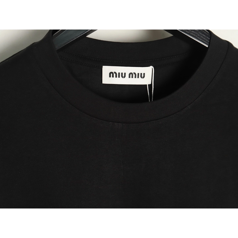 Miu Miu Classic Embroidered Logo Lettering T-Shirt TSK1,Miu Miu