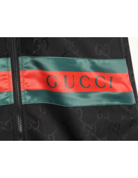 Gucci red and green webbing hooded trench coat,Gucci