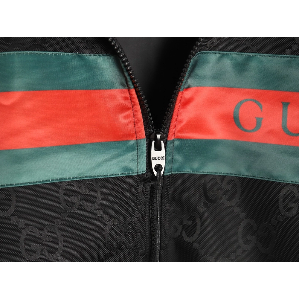 Gucci red and green webbing hooded trench coat,Gucci