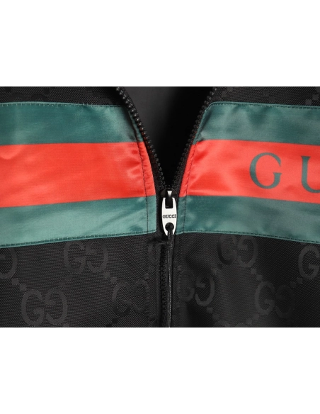 Gucci red and green webbing hooded trench coat,Gucci