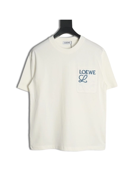 Loewe Pocket Logo Embroidered Short Sleeve T-Shirt,Loewe