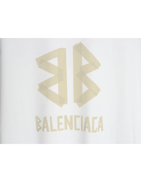 Balenciaga Yellow Tape Double B Letter Short Sleeve,Balenciaga