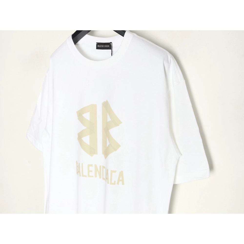 Balenciaga Yellow Tape Double B Letter Short Sleeve,Balenciaga