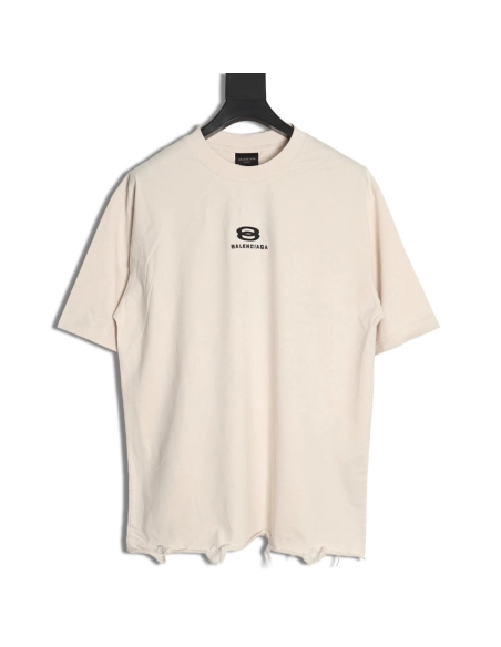 Balenciaga Double Ring LOGO Embroidery Destruction Short Sleeve TShirt,Balenciaga T Shirt,Tshirt,APPAREL
