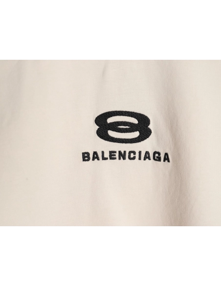 Balenciaga Double Ring LOGO Embroidery Destruction Short Sleeve TShirt,Balenciaga T Shirt,Tshirt,APPAREL