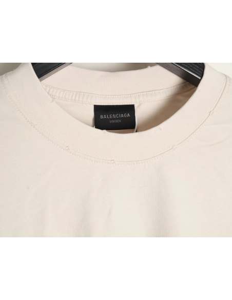 Balenciaga Double Ring LOGO Embroidery Destruction Short Sleeve TShirt,Balenciaga T Shirt,Tshirt,APPAREL
