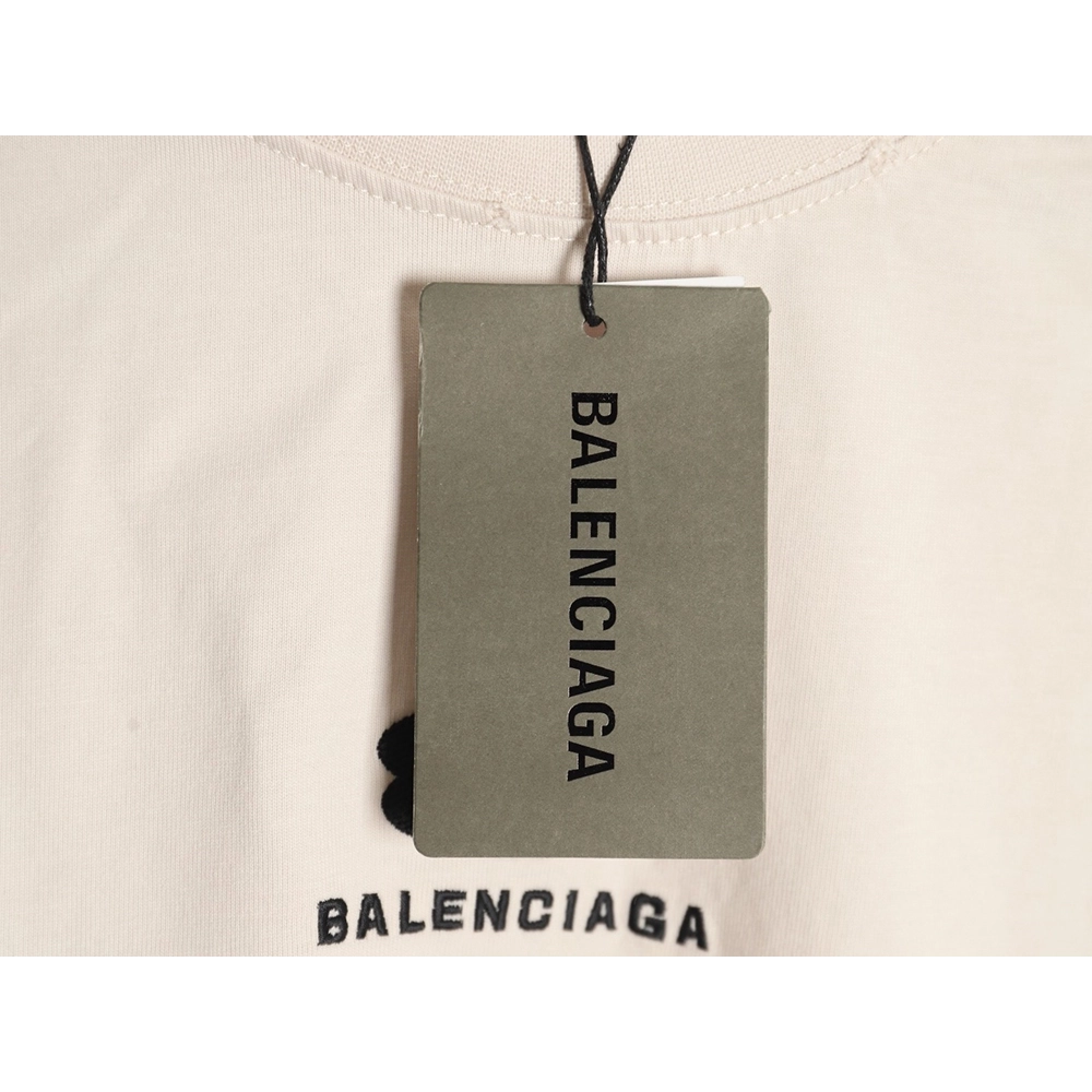 Balenciaga Double Ring LOGO Embroidery Destruction Short Sleeve TShirt,Balenciaga T Shirt,Tshirt,APPAREL