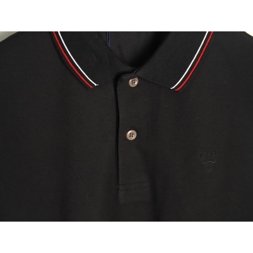 Prada small embroidered logo red edge shortsleeved polo shirt,Prada Shirt,Shirt,APPAREL
