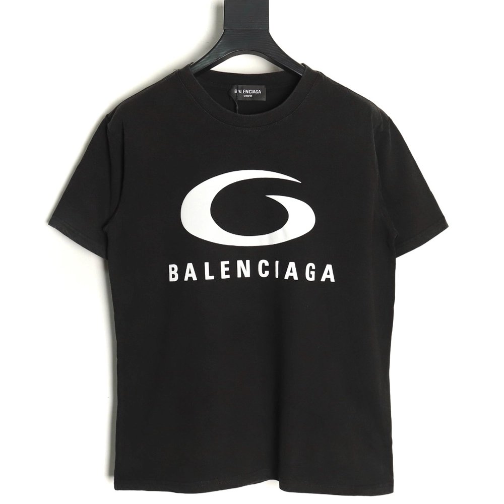 Balenciaga white ring logo print shortsleeved Tshirt,Balenciaga T Shirt,Tshirt,APPAREL
