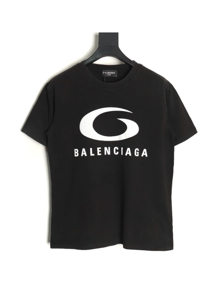 Balenciaga white ring logo print shortsleeved Tshirt,Balenciaga T Shirt,Tshirt,APPAREL