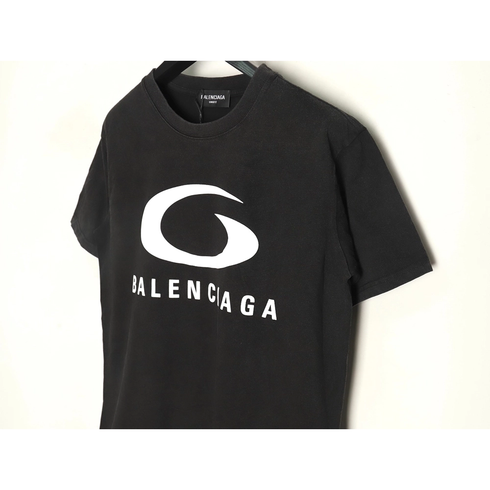 Balenciaga white ring logo print shortsleeved Tshirt,Balenciaga T Shirt,Tshirt,APPAREL