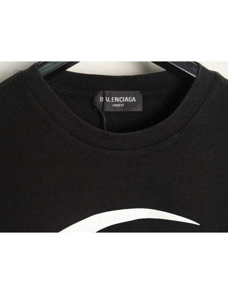 Balenciaga white ring logo print shortsleeved Tshirt,Balenciaga T Shirt,Tshirt,APPAREL