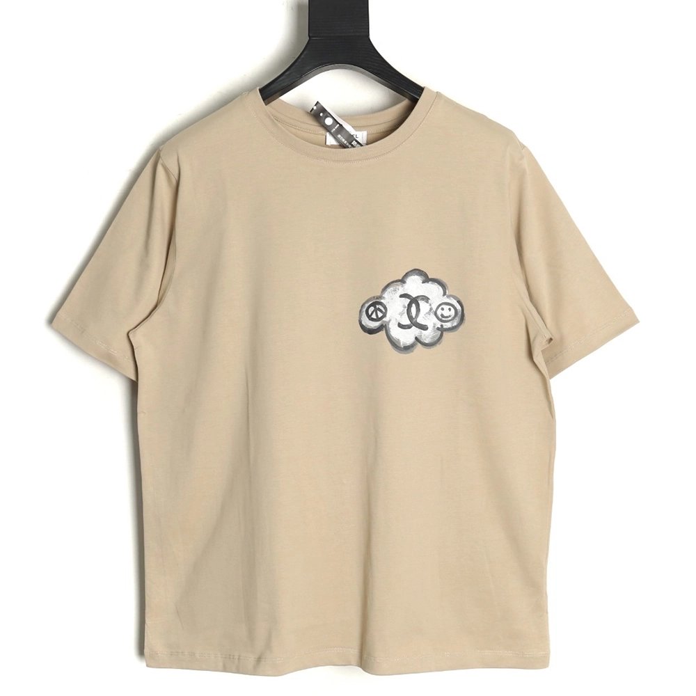 Chanel hand-painted graffiti letters short sleeve,Chanel