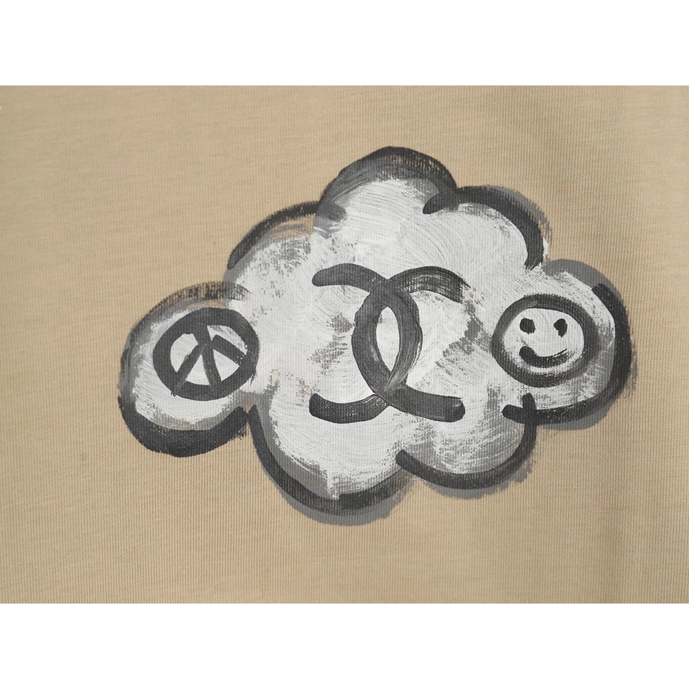 Chanel hand-painted graffiti letters short sleeve,Chanel