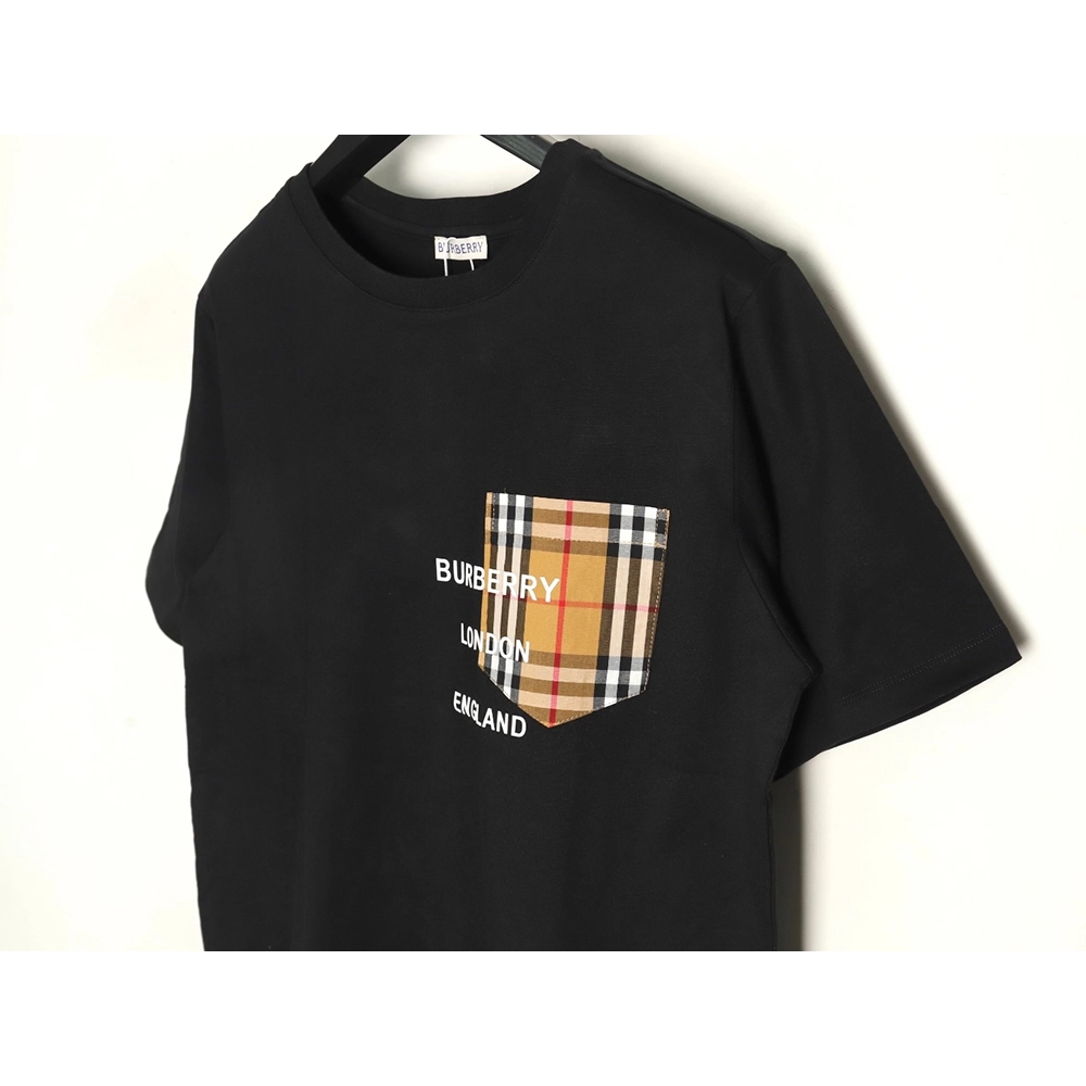 Burberry Check Pocket Taped Letters Short Sleeves TSK1,Burberry
