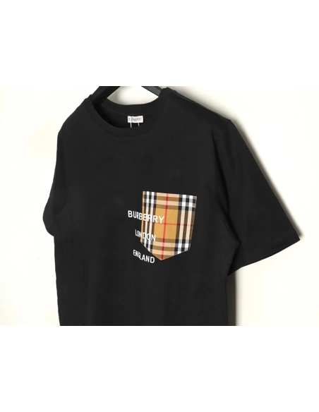 Burberry Check Pocket Taped Letters Short Sleeves TSK1,Burberry